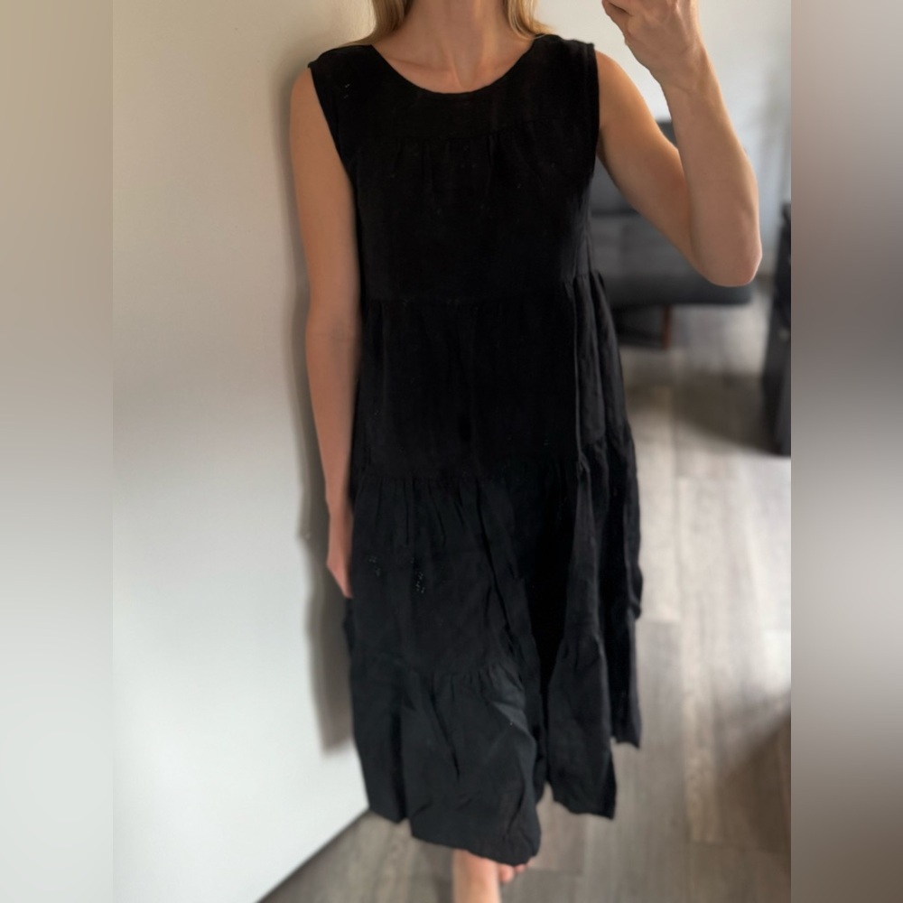 Tribe Alive Black Linen Maxi Dress Size S